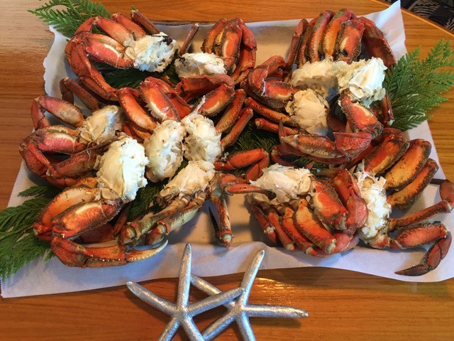 Freshly caught and cooked crab for dinner